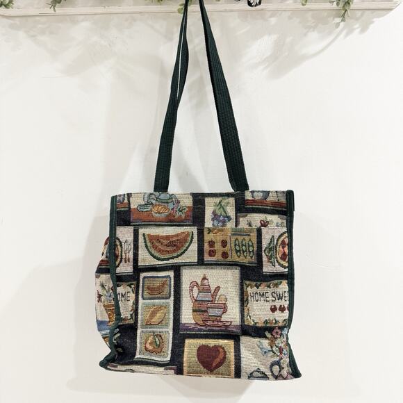 Vintage Home Sweet Home Needle Point Tapestry Should Bag With Mini Coin Purse - Picture 2 of 7